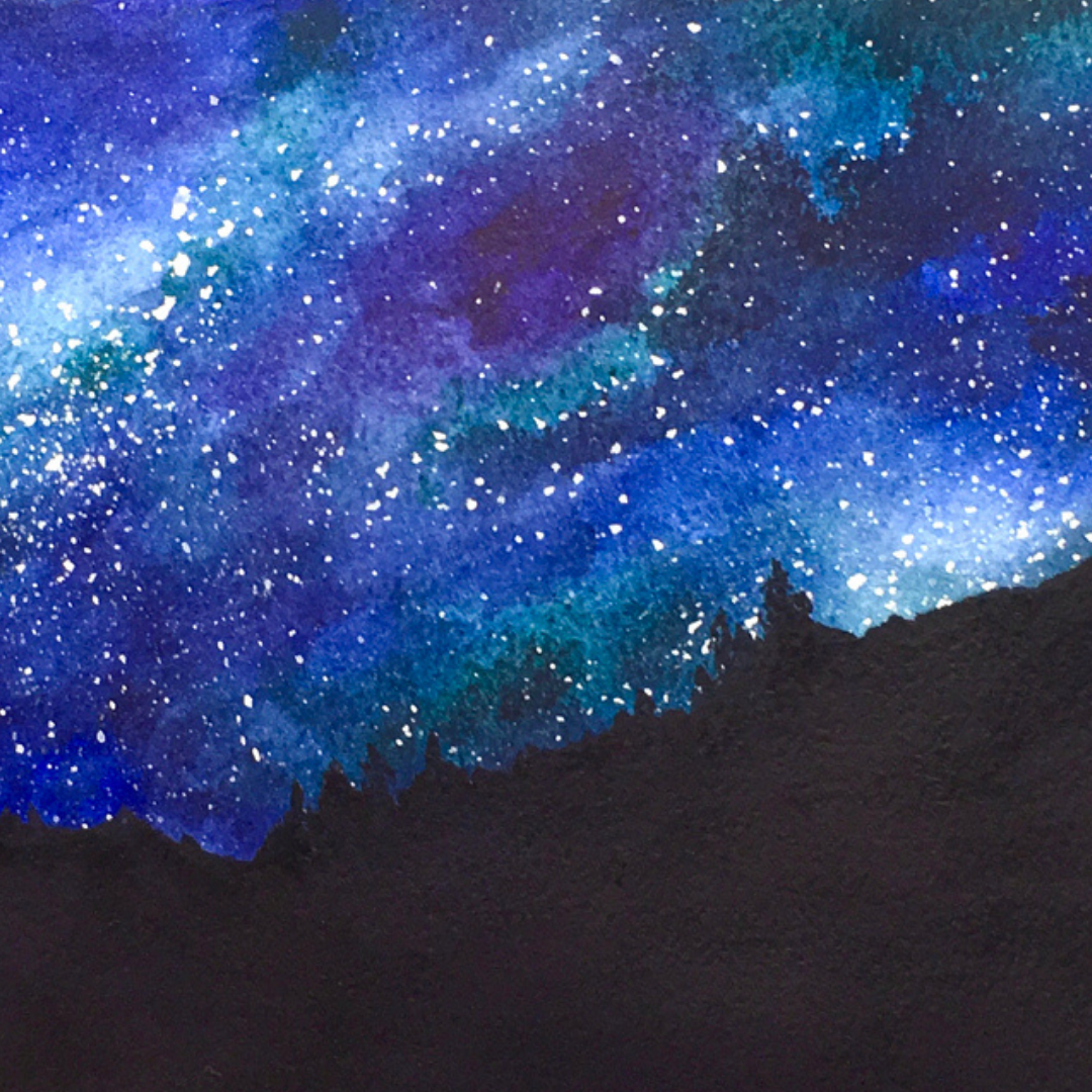 purple starry night sky