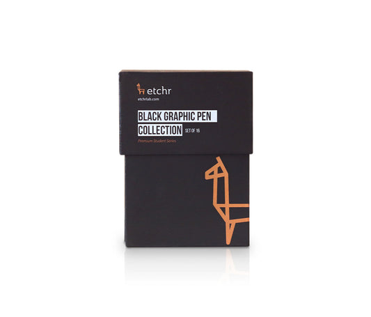 Black Graphic Pen Collection: Set of 16