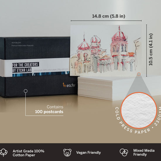 Pack de 30 cartes + enveloppes 300g 100% coton grain fin Etchr Lab