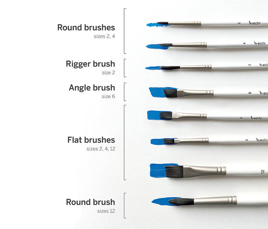 Gouache Brushes: Set of 8